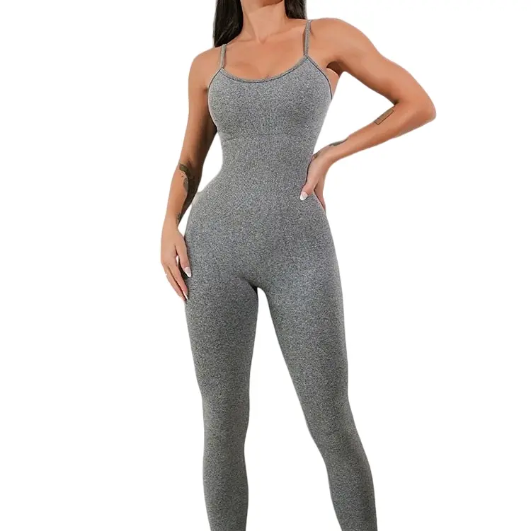 Seamless Solid Color Scrunch Butt Beauty Back Sports  Gym Jumpsuits Sexy Dance Fitness Tight Bodysuit Sportswear
