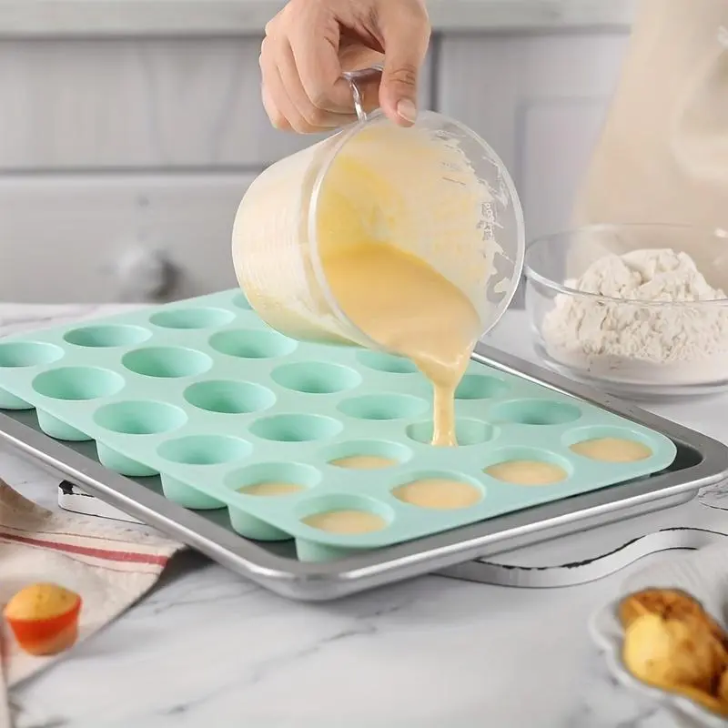 1pc, Mini Muffin Pan (12.7''x8.5''), Non-Stick Food Grade Baking Cupcake Pan, Bakeware, 24 Cavity Pudding Mold, Silicone Muffin Pan, Silicone Molds, Oven Accessories, Baking Tools, Baking Supplies, Kitchen Gadgets, Kitchen Accessories