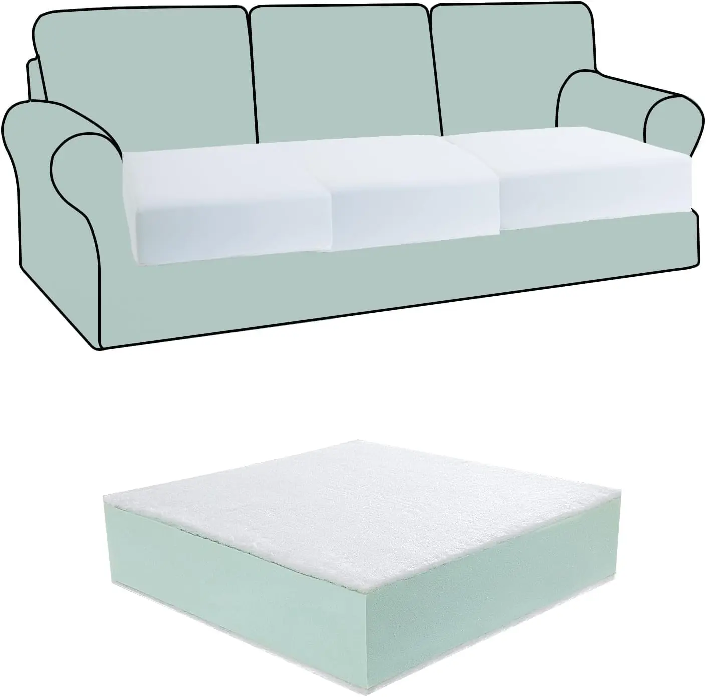HOMBYS Couch Cushion Replacement – High Density Sofa Seat Insert for Sagging Couch Fix & Furniture Upgrade -- square multi-seat