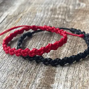 Shell Key Set, Black and Red Waterproof Macrame Bracelets