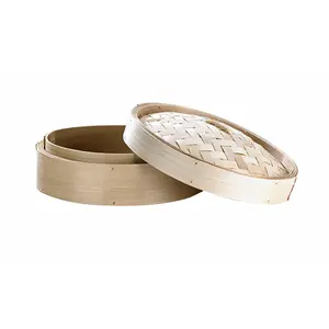 PacknWood  Dim Sum Large Bamboo Steamer Base - 7.9 Dia. x 2.4 In- Pack Of 10