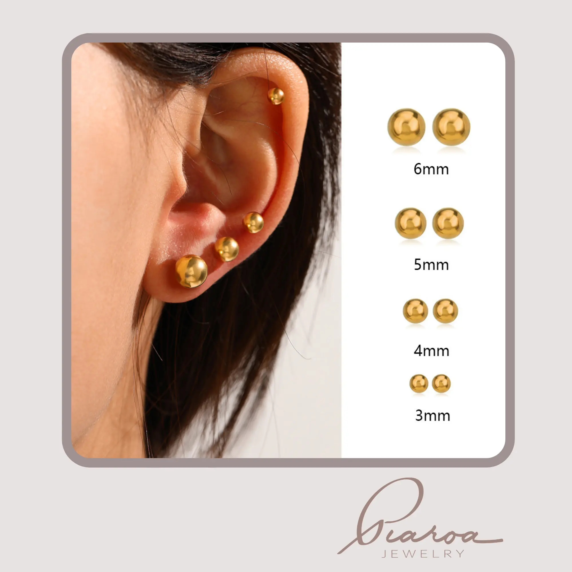 Classic Stainless Steel Ball Stud Earrings – Gold or Silver