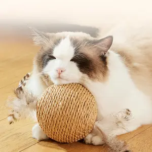 Cat Toy Sisal Ball, Durable Natural Fiber Chew Toy, Self-Entertaining Ball for Indoor Kittens, Pet Supplies