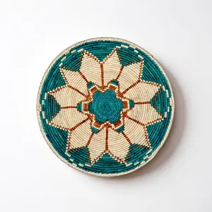 Flower Handwoven Wall Basket, Date Palm Leaves Baskets, Wall Hanging Decor