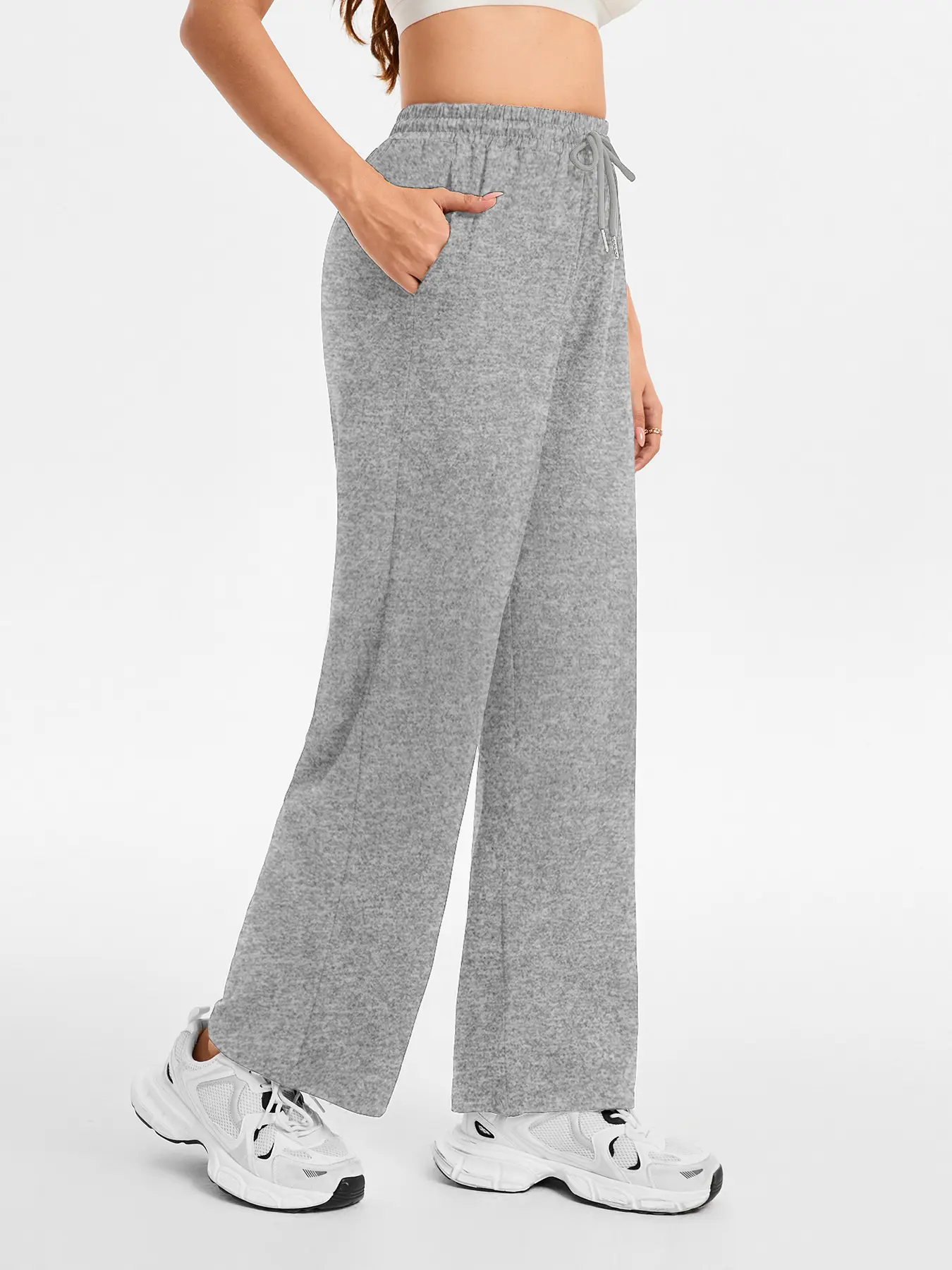 Women's Sporty Loose-Fit Straight Leg Pants with Pockets, Elastic Waistband Outdoor Casual Fitness Running Long Trousers Sports Sweatpants All Seasons, Training Sweatpants, Running Workout Pants, Sports Bottoms, Female Gym Clothes