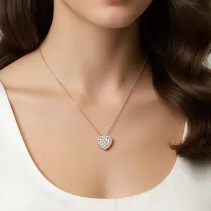14K Elegant Heart Pendant Necklace in Rose Gold for Women's Fashion Jewelry