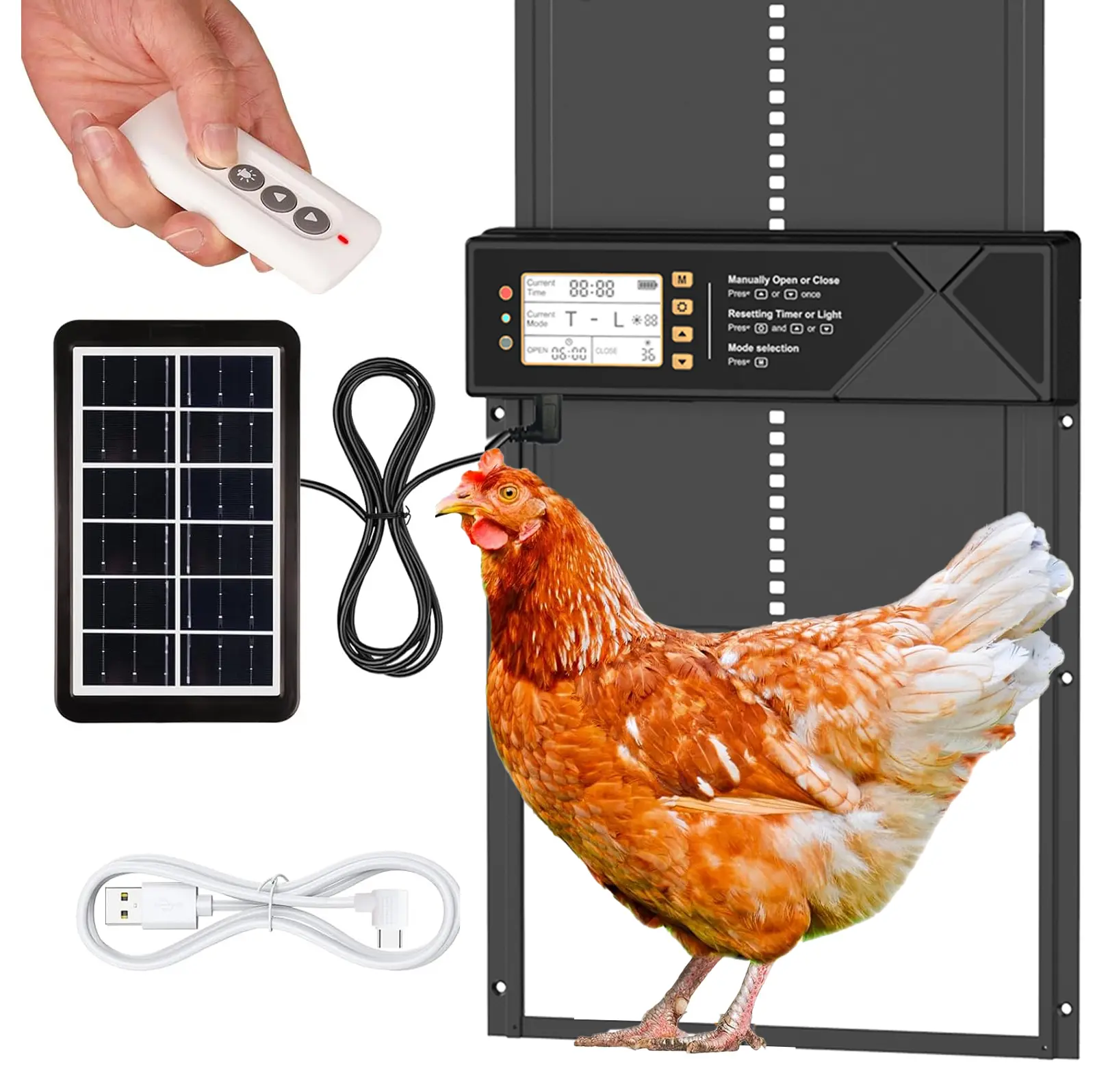 Automatic Chicken Coop Door Solar Powered No Battery Needed with LCD Display Weatherproof Timer Manual Mode and Anti Pinch for Backyard Chickens Summer Vibes Pet Lovers