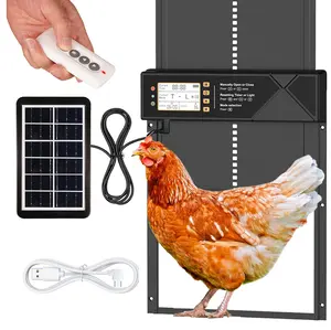 Automatic Chicken Coop Door Solar Powered, LCD Display Automatic Chicken Door with Timer & Light Sensor Mix 4Modes, Aluminum Alloy Chicken Door, Remote Control Solar Chicken Coop Door