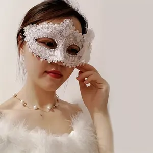 Masquerade Princess Mask Lace Flower Half-face Face Covering Adult Eye Mask Party Performance Props Accessories Scarf Yellow
