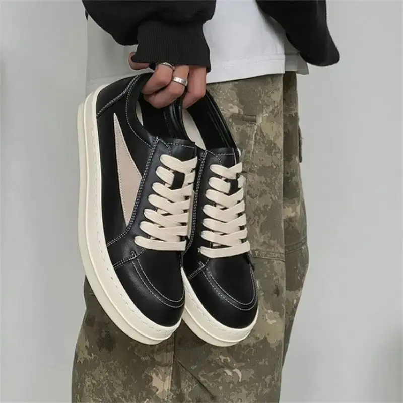 BDHJYDB Men'S Retro Low-Top Sneakers - Chunky German Training Shoes with Thick Cushioned EVA Insole & Arch Support, Synthetic Upper, Black/White Colorway - Versatile High-Street Casual Shoes for Casual Attire, Gym & Semi-Formal Outfits - Durable Rubber So