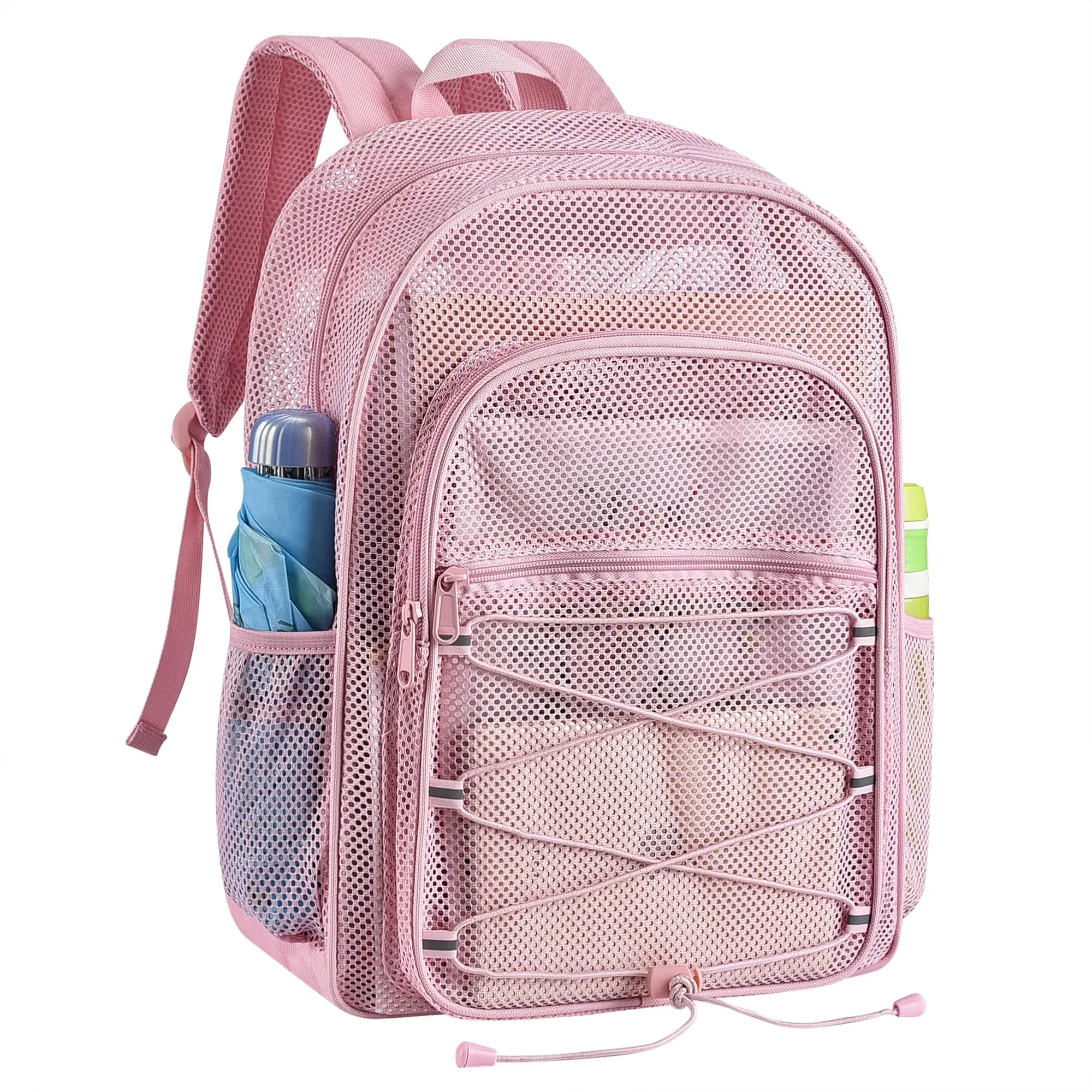 Slumou Heavy-Duty Mesh Backpack for School, See-Through Kids Bag for Travel & Commuting with 15-inch Laptop Pocket, Backpacks For School