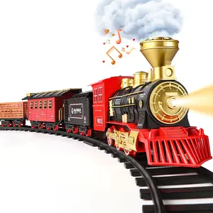 Rc Steam Locomotive Christmas Train, Remote Control Train Toys，Christmas Gift for Kids Boys Girls with Smokes, Lights and Sound