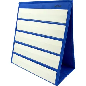 Tabletop Desktop Pocket Chart with Bonus 20 Dry Erase Cards Double Sided and Self-Standing (13” X 12”)