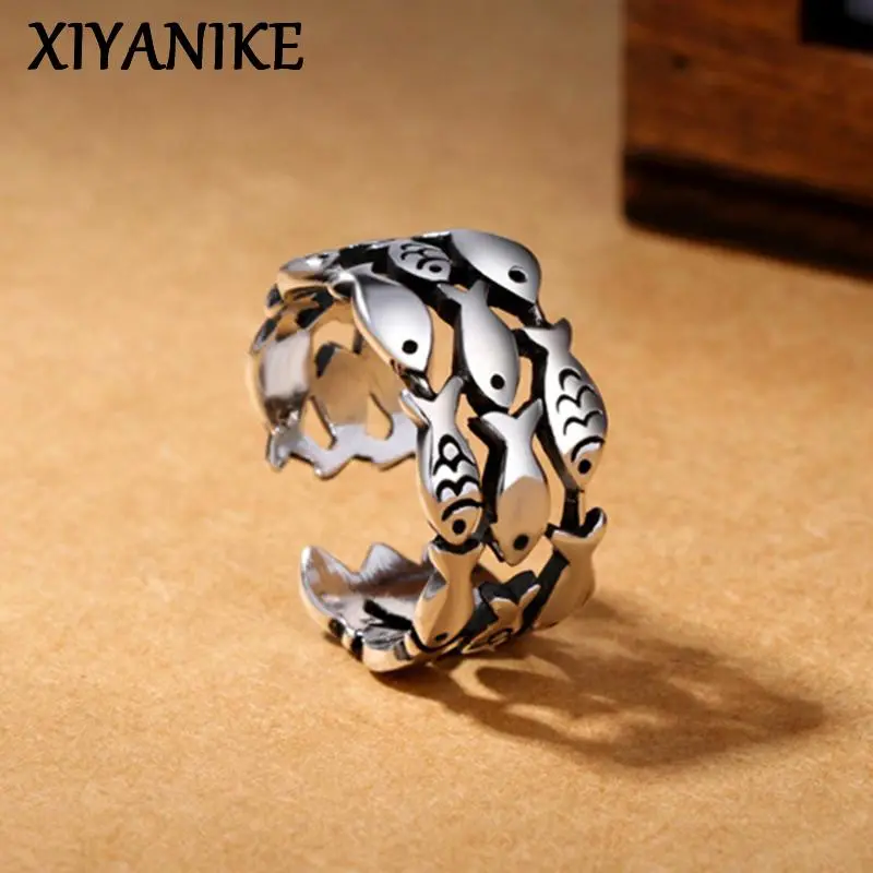 Silver Color Fish Open Rings For Women Adjustable Wedding Ring Fashion New Jewelry Girls Gift Party