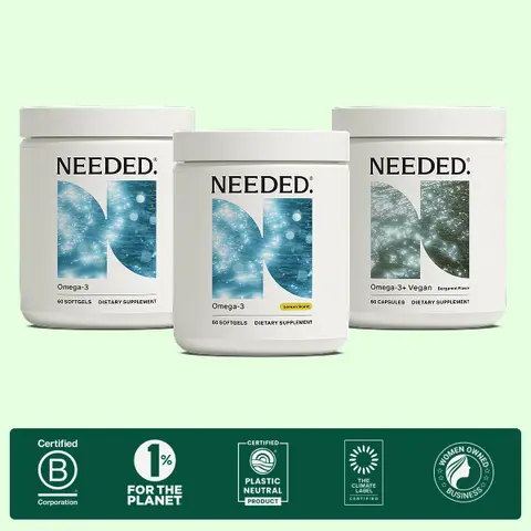 NEEDED. Women's Omega-3 - 60 Softgels (1 Month Supply) - High-Potency 500mg DHA & EPA - Brain Clarity Heart & Hormone Health - Choline Lutein & Zeaxanthin - Third-Party Tested - Burp-Free Gelatin-Free - Pregnancy Safe