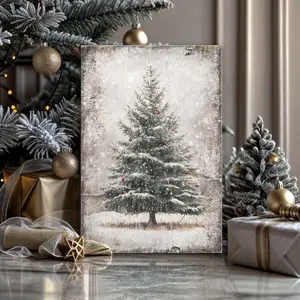 Vintage Pine Tree Christmas Wall Art | Rustic Christmas Tree Wall Art | Christmas Sign | Farmhouse Christmas Decor | Holiday Gift Canvas