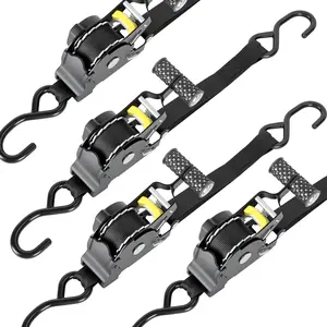 Yucoap 4pcs Retractable Ratchet Straps, Auto Retract Tie Down Securing Strap System, 4PCS Heavy Duty Retracting Straps for Truck Bed Exterior Accessories cordless battery Leaf Durable Tie Downs