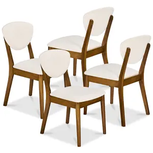 Best Choice Products Set of 4 Wooden Dining Chairs, Wood Modern Farmhouse Upholstered Chairs