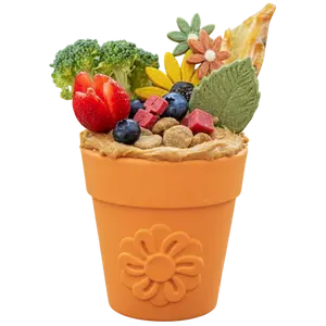 Large Flower Pot Durable PUP-X Rubber eCup Treat Dispenser & Enrichment Toy for Dogs 3.5” Tall 3.5” Diameter FDA Compliant Dishwasher Safe