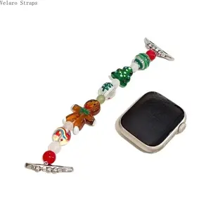 Christmas Beaded Bracelet Strap for Apple Watch 38mm 40mm 41mm 42mm 44mm 45mm 49mm, Women Fashion Holiday Watch Band Gift for iWatch Series 10 9 8 7 6 5 4 3 Ultra 2