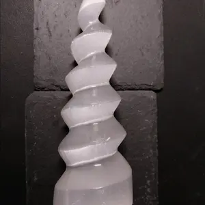 Selenite Charging Crystal Spiral, 6"