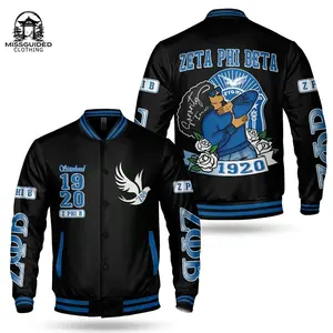 Ireishprint Zeta Phi Beta Varsity Jacket, Sisterhood Beta Girl Black Varsity Jacket Zeta Phi Beta Sorority