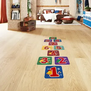 Reusable Hopscotch Stickers Set, Self-Adhesive Numbers 1-10, Waterproof & Easy Clean, Ideal for Indoor/outdoor Play