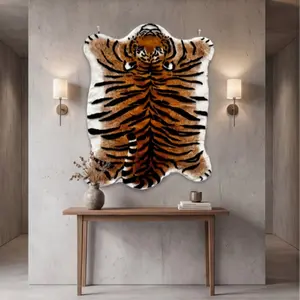1pc Retro Chunky Tiger Tapestry, Cozy 80% Acrylic 20% Polyester Wall Hanging for Entryway Living Room Study Bedroom Bedside, Artistic Fierce Style, Easy to Maintain, Statement Home Decor Gift for Loved Ones