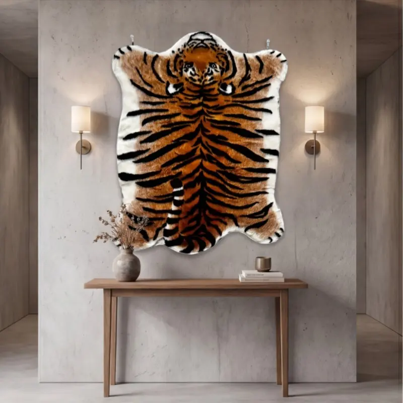 1pc Retro Chunky Tiger Tapestry, Cozy 80% Acrylic 20% Polyester Wall Hanging for Entryway Living Room Study Bedroom Bedside, Artistic Fierce Style, Easy to Maintain, Statement Home Decor Gift for Loved Ones