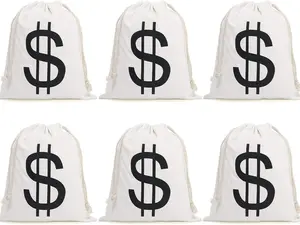 Halloween Money Sign Candy Bag Sack with Dollar Mark, Perfect for Kids, Teens Trick and Treat Christmas Santa Sack Gifts Drawstring