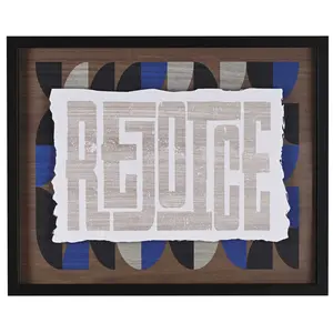 360 Stand MDF Wood Shadow Box Framed Wall Art - 20x16 in, Artistic Geometric Design, Glass & Hanger, FRMWDBL-2016-7 Home Decor Poster Print for Home Decoration, Based