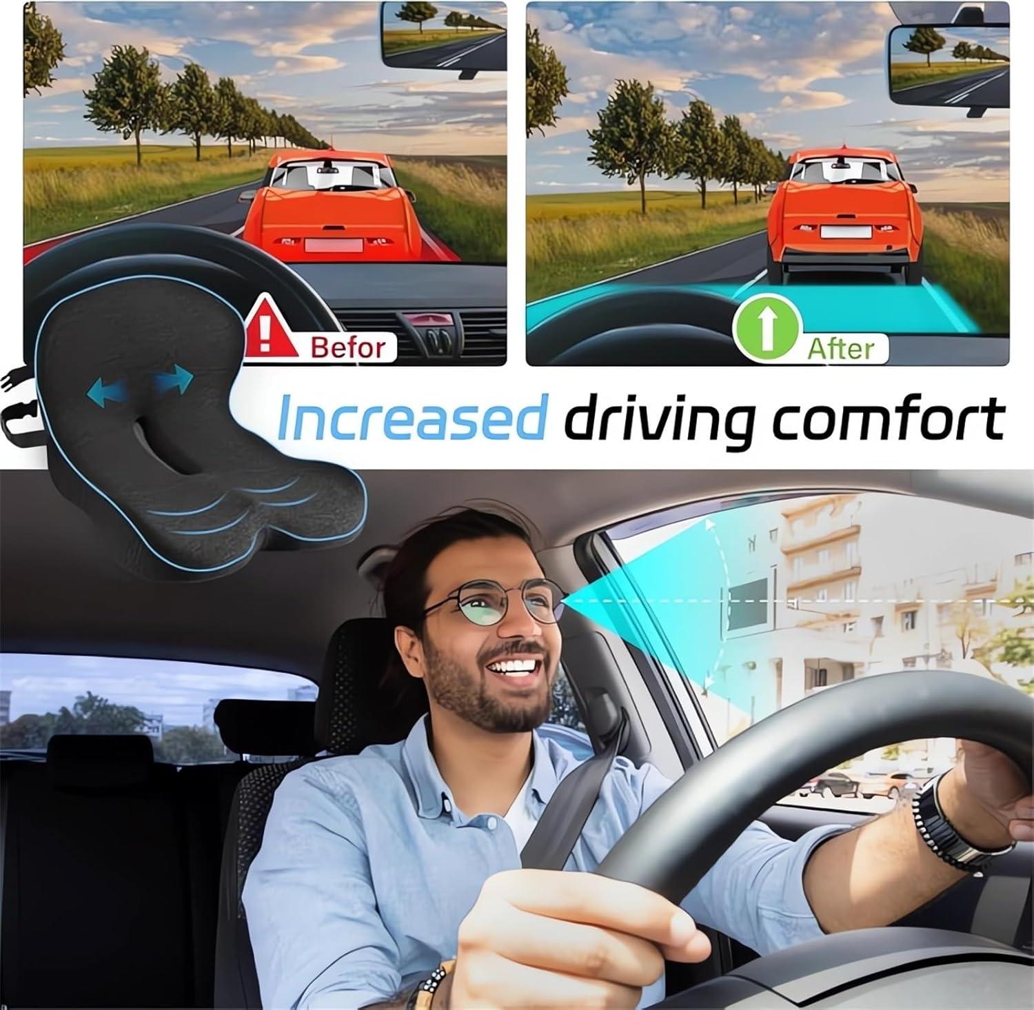 Non-Slip Memory Foam Seat Cushion, Skin-Friendly Material, Extended Zipper Design for Easy Removal and Cleaning, Comfortable Back Support, Breathable Fabric, Helps Relieve Leg Pressure, Black/Gray