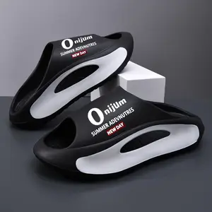 Men’s Chunky Slides Red White Thick Sole Sport Style Comfort Slippers