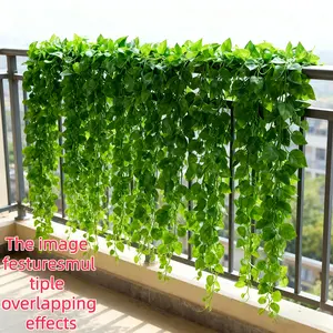12pcs Lush Ivy Artificial Wicker Wall Hanging Decor, Realistic Indoor Outdoor Fake Greenery Garland, Low Maintenance Plant for Home Garden Wedding