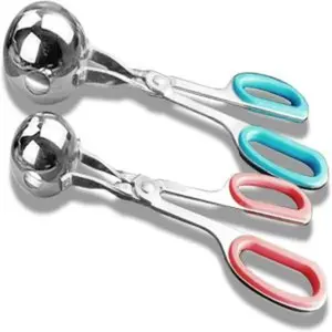 Meat baller 2 pcs nonestick meatball maker with detachable antislip handles stainless steel meat baller tongs cake pop ice tongs cookie dough scoop for kitchen
