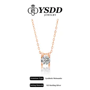 【#164 Happy December】Classic 1Carat Solitaire Floating Synthetic Moissanite Necklace in 925 Sterling Silver Zirconia Pendant Zirconia Crucifix Pendant