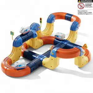 Kids Magnetic Train Track Set, STEM Building Toys for 3+ Year Old Boys Girls, Educational Race Car Tracks, Creative Montessori Gifts