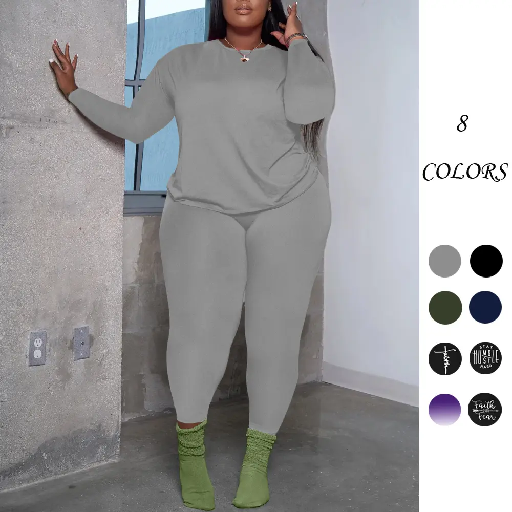 Women's Plus Size Winter Two Piece Tracksuit Casual Printed Shorts and Jogger Set for Active Comfort