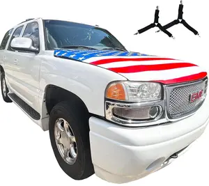 DIBMS American window Flag Car Hood Cover, 4x5 FT USA Hood Flag with Triangle Clips, Secure No-Flap Fit for Cars Trucks SUV Pickup, Patriotic Car Flag Decoration for July 4th, Memorial Day