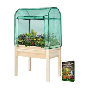 Backyard Expressions Elevated Wood Gardening Be d w/ Greenhous