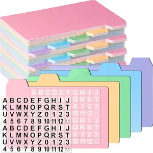 50 Pack 3 x 5 Inch Index Card Dividers with 2 Number Alphabet Sticker with Tab Dry Erase Index Card Guide Set Photo Recipe Divider for Office Business Back to School Supplies Candy Color