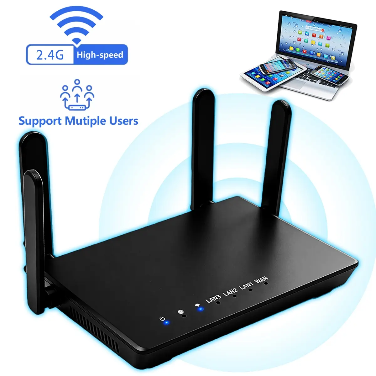 2.4G WiFi Router, 300Mbps Stable High Speed, WPA2 Security, 4 Antennas ...