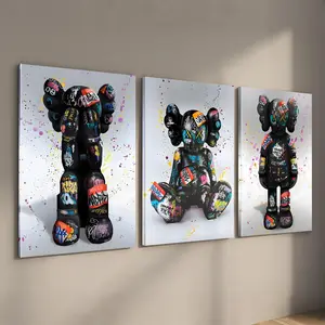 Full Set Set of 3 Stylish Graffiti Hypebeast Posters: Bear Bricks Kaw Posters, Perfect Wall Decor Addition Unframe