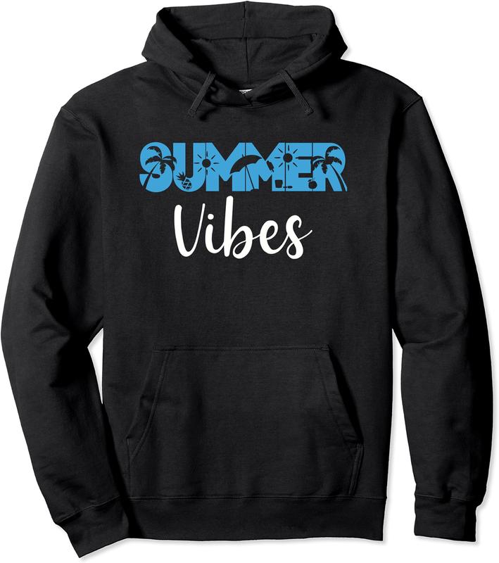 SUMMER VIBES Pineapple Palm Trees Beach Lover Positive Quote Pullover Hoodie - Kadashya Shop 24B0964DLDM2