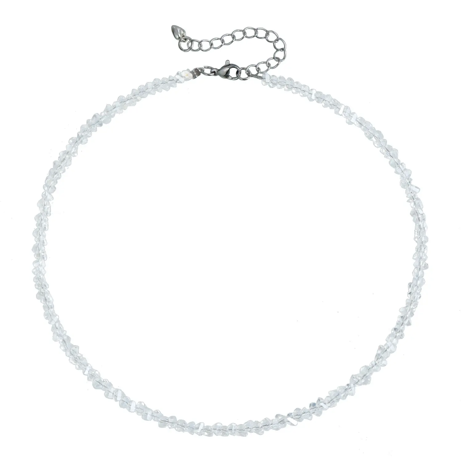 Dainty Faceted Crystal Choker Necklace for Women, Ins Style Minimalist Sparkling Blue Glass Crystal Beaded Choker, Adjustable Length Elegant Luxury Trendy Fashion Jewelry for Daily Wear Party Date Beach Vacation