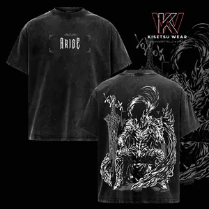 Igris Solo Leveling Vintage Washed Oversized T-Shirt – Dark Anime Graphic Tee, Anime Streetwear Unisex Shirt