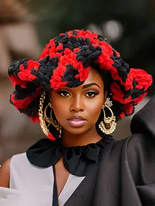 New Colorblock Fashion Trendy Girls Hand Knit Ruffle Fisherman Hat, Warm Knit Head Wrap Cap for Fall & Winter Wear Knit Hats