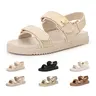 Rihero Women's Multi Strap Flat Sandals - Padded Adjustable Slip-On Leather Footbed, Soft Material, Gold Tone Hardware, Non-Slip Outsole, Walking Shoes, Minimalist All Seasons Back to School Footwear,outdoorfun
