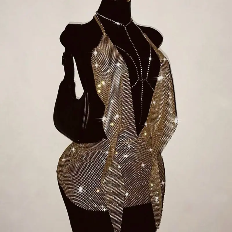 Dazzling Women's Gold Mesh Dress - TikTok Shop Dazzling Women's Gold Mesh Dress - TikTok Shop