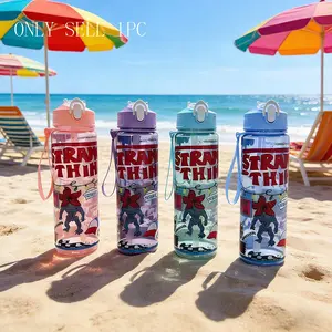 Stranger Things Transparent Insulated Cup, Custom Theme Water Bottle, Reusable Drinkware with Lid and Straw, Ideal for Travel Work School